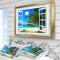 Designart - Window Open to Beach with Palm - Extra Large Seashore Framed Canvas Art